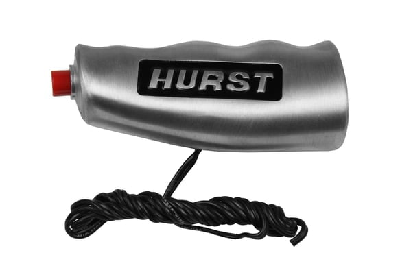 Shift Knob, T-Handle With Button, 7/16-20 TH., Aluminum, Brushed, Hurst  Logo, Universal, Automatic / Manual Transmission.