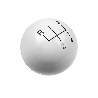 Shift Knob, Round, Plastic, White, 4-Speed Pattern, Manual Transmission