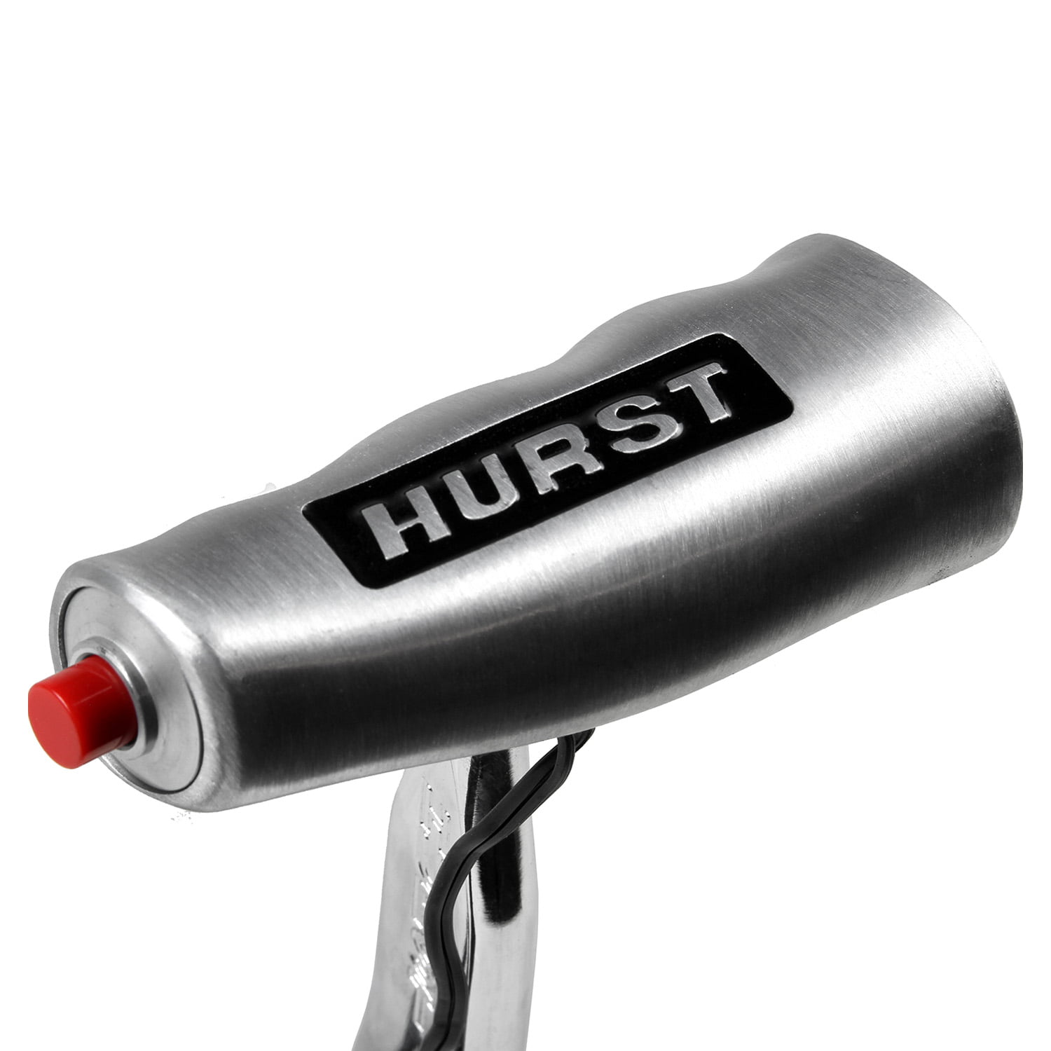 Shift Knob, T-Handle With Button, 7/16-20 TH., Aluminum, Brushed, Hurst  Logo, Universal, Automatic / Manual Transmission.