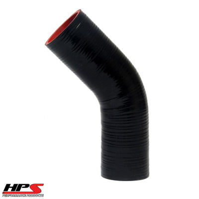 1.75" 45mm, 4-Ply, 45 Degree Elbow Coupler Silicone Hose Black