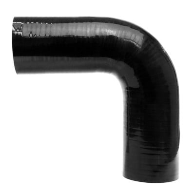 3.5" 89mm, 4-Ply, 90 Degree Elbow Coupler Silicone Hose Black