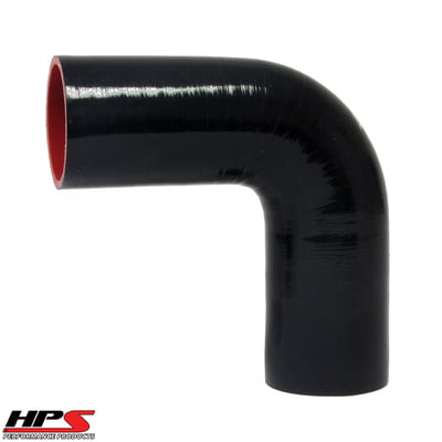 1.50" 38mm, 4-Ply, 90 Degree Elbow Coupler Silicone Hose Black