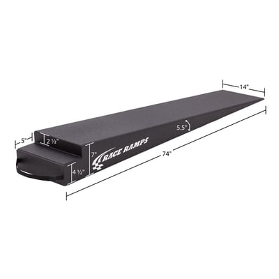 7' Trailer Ramps, 74" Long, 14" Wide, 7" Height, 1-Piece Design, Pair