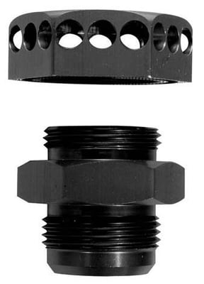 Fitting, Vented, Positive Seal, -16 AN, O-Ring Seal, Black Anodized Aluminum, Bulkhead, Vacuum Pump