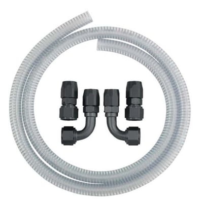 Vacuum Pump Line Hose Kit, Clear Hose w/Steel Reinforced Wire, Black Fittings, #12 AN Female Fittings, 2 - 90' & 2 St.