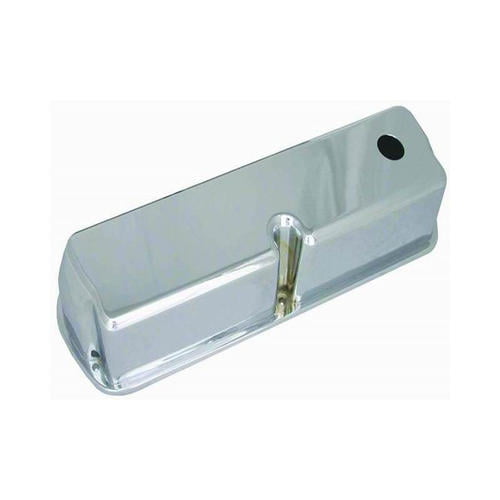 SB Ford Tall Valve Cover, Polished Aluminum - Plain with Hole & Baffled